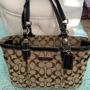 Coach Sign Coll Bown Wov Jacquard Fabric Med Tote